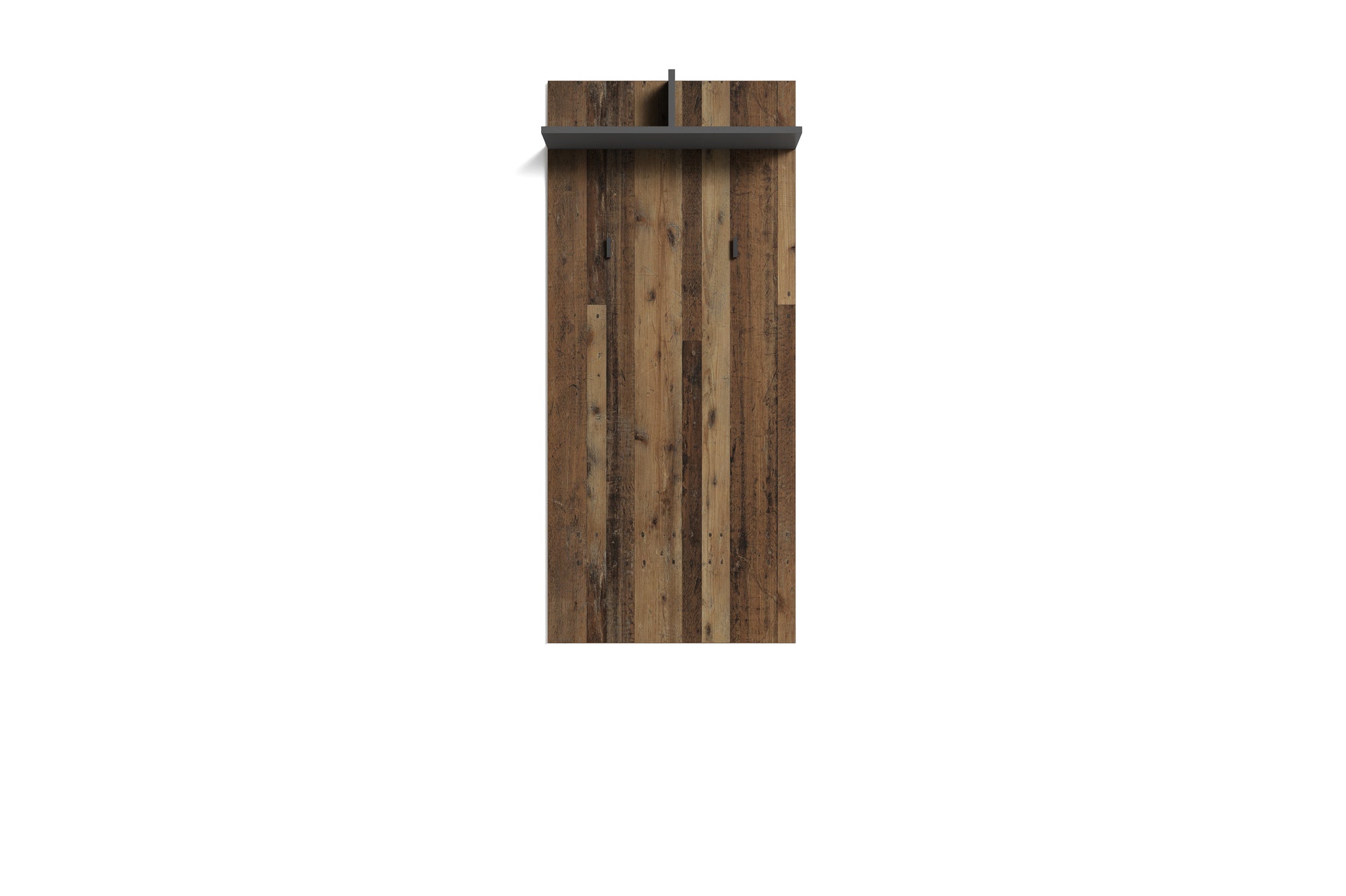 Wandpaneele BEN / Garderobe in Artisan Eiche (Eiche-Optik), Old Wood (Altholz-Optik) oder weiß / mit zwei Kleiderhaken und Hutablage / Flurgarderobe für die Wand / B 60, H 136, T 27 cm