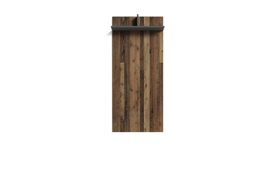 Wandpaneele BEN / Garderobe in Artisan Eiche (Eiche-Optik), Old Wood (Altholz-Optik) oder weiß / mit zwei Kleiderhaken und Hutablage / Flurgarderobe für die Wand / B 60, H 136, T 27 cm