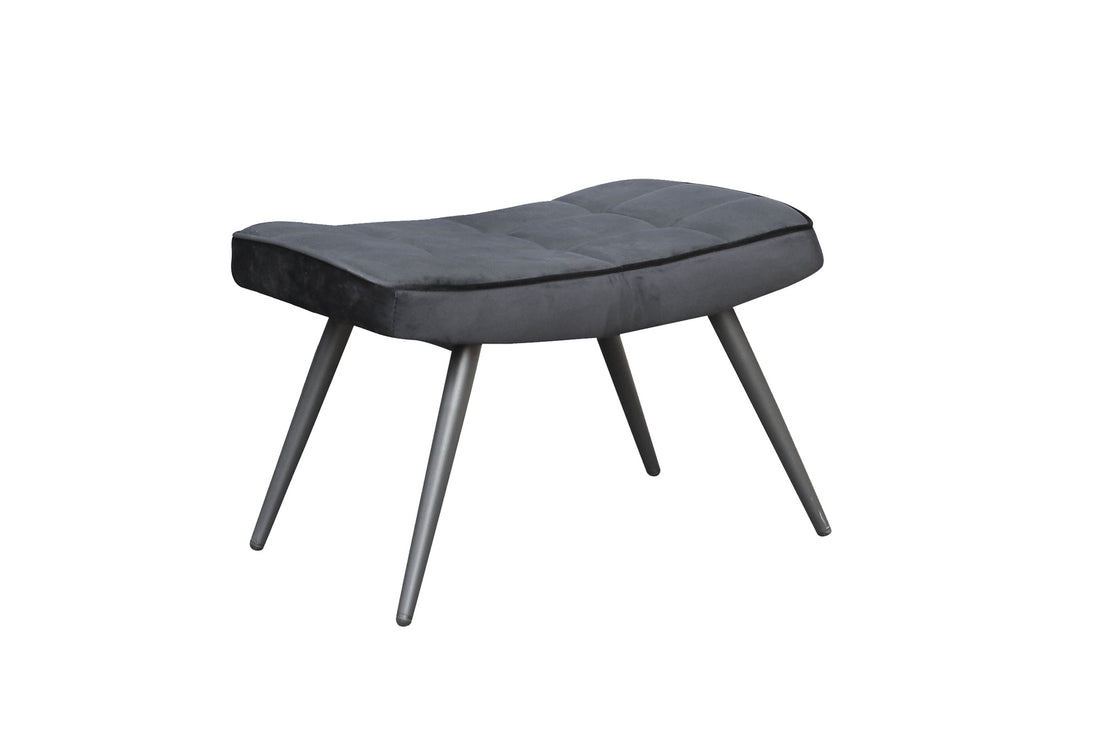 Hocker Uta / Cord grau, Samt schwarz, Webstoff dunkelgrau, Samt dunkelgrün, Webstoff sandfarben / Gestell schwarz pulverbeschichtet / Fuß-Ablage / Sitzhocker / B 60, H 39, T 41 cm