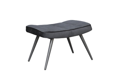 Hocker Uta / Cord grau, Samt schwarz, Webstoff dunkelgrau, Samt dunkelgrün, Webstoff sandfarben / Gestell schwarz pulverbeschichtet / Fuß-Ablage / Sitzhocker / B 60, H 39, T 41 cm