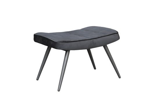 Hocker Uta / Cord grau, Samt schwarz, Webstoff dunkelgrau, Samt dunkelgrün, Webstoff sandfarben / Gestell schwarz pulverbeschichtet / Fuß-Ablage / Sitzhocker / B 60, H 39, T 41 cm