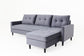 Ecksofa ATLANTA / Samt dunkelgrau / Beine schwarz aus Massivholz / Longchair wahlweise rechts oder links montierbar / 218 x 144, H 78,5 cm