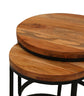 Couchtisch SELMA / Akazie natur, Metall schwarz / B 50, H 45, T 50 cm , B 40, H 40, T 40 cm