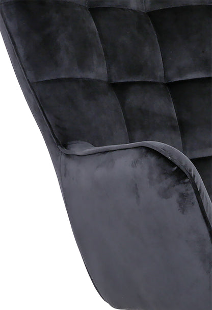 Schaukelstuhl RICHIE / Metall-Gestell schwarz / Kufen aus Buche / Webstoff blau oder grau, Cordstoff hellgrau oder Samtstoff schwarz / mit Steppung / B 72, H 92, T 92 cm