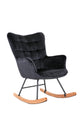 Schaukelstuhl RICHIE / Metall-Gestell schwarz / Kufen aus Buche / Webstoff blau oder grau, Cordstoff hellgrau oder Samtstoff schwarz / mit Steppung / B 72, H 92, T 92 cm