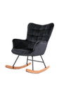 Schaukelstuhl RICHIE / Metall-Gestell schwarz / Kufen aus Buche / Webstoff blau oder grau, Cordstoff hellgrau oder Samtstoff schwarz / mit Steppung / B 72, H 92, T 92 cm