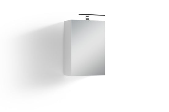 Spiegelschrank SPREE / Korpus matt weiß mit Spiegeltüren / Hängeschrank mit Soft-Close-Funktion / Inklusive LED-Beleuchtung / Badschrank mit Stecker- und Schalterdose / B 40, H 60, T 20 cm