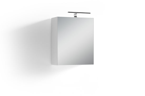Spiegelschrank SPREE / Korpus matt weiß mit Spiegeltüren / Hängeschrank mit Soft-Close-Funktion / Inklusive LED-Beleuchtung / Badschrank mit Stecker- und Schalterdose / B 50, H 60, T 20 cm