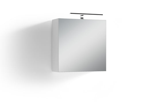 Spiegelschrank SPREE / Korpus matt weiß mit Spiegeltüren / Hängeschrank mit Soft-Close-Funktion / Inklusive LED-Beleuchtung / Badschrank mit Stecker- und Schalterdose / B 60, H 60, T 20 cm