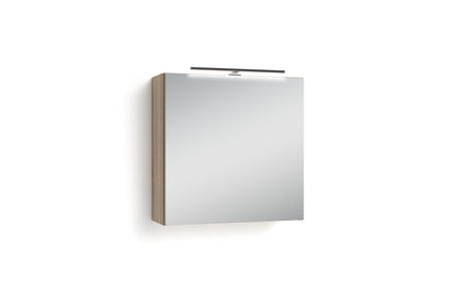 Spiegelschrank SPREE / Korpus matt weiß mit Spiegeltüren / Hängeschrank mit Soft-Close-Funktion / Inklusive LED-Beleuchtung / Badschrank mit Stecker- und Schalterdose / B 60, H 60, T 20 cm