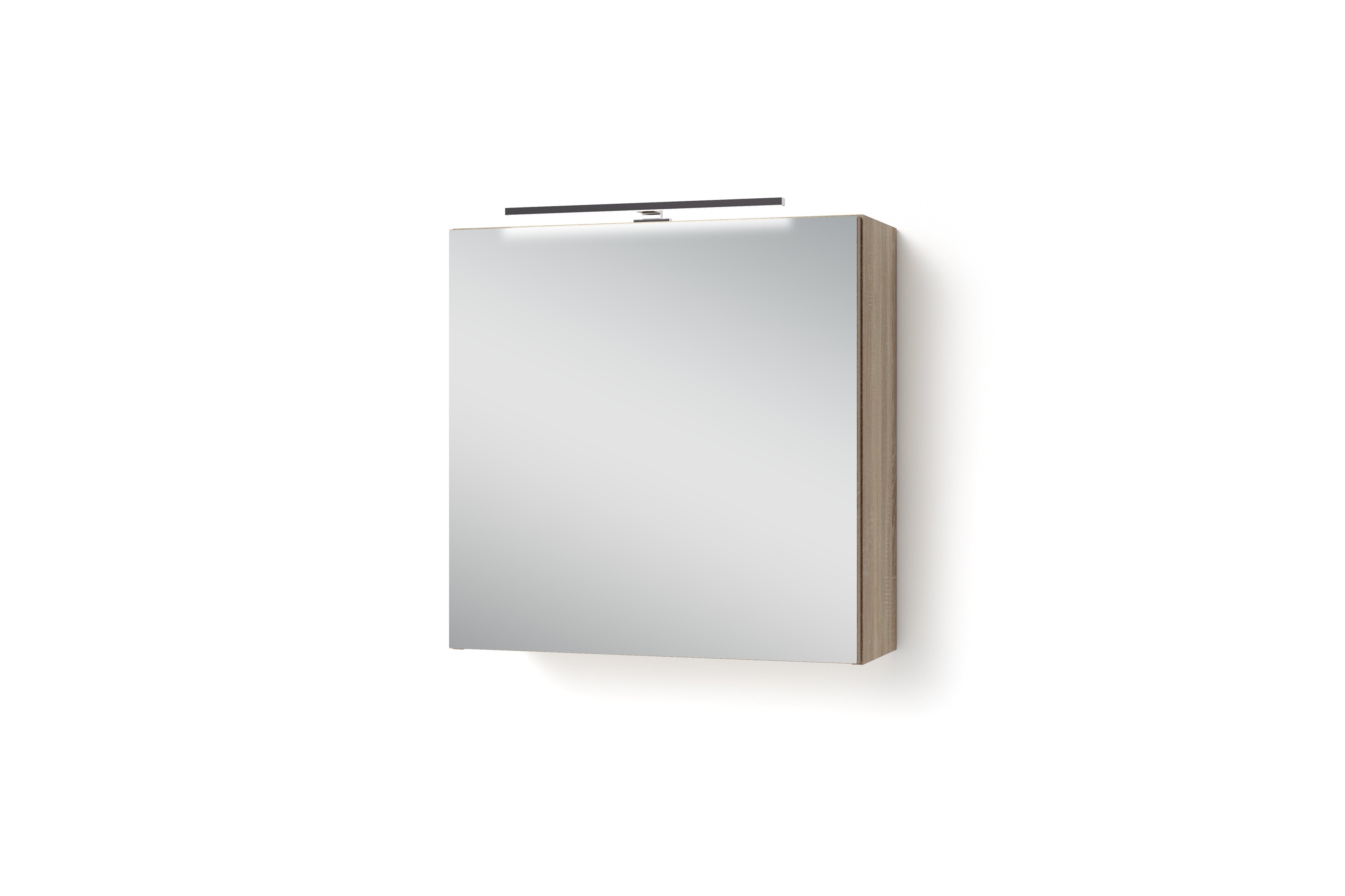 Spiegelschrank SPREE / Korpus matt weiß mit Spiegeltüren / Hängeschrank mit Soft-Close-Funktion / Inklusive LED-Beleuchtung / Badschrank mit Stecker- und Schalterdose / B 60, H 60, T 20 cm