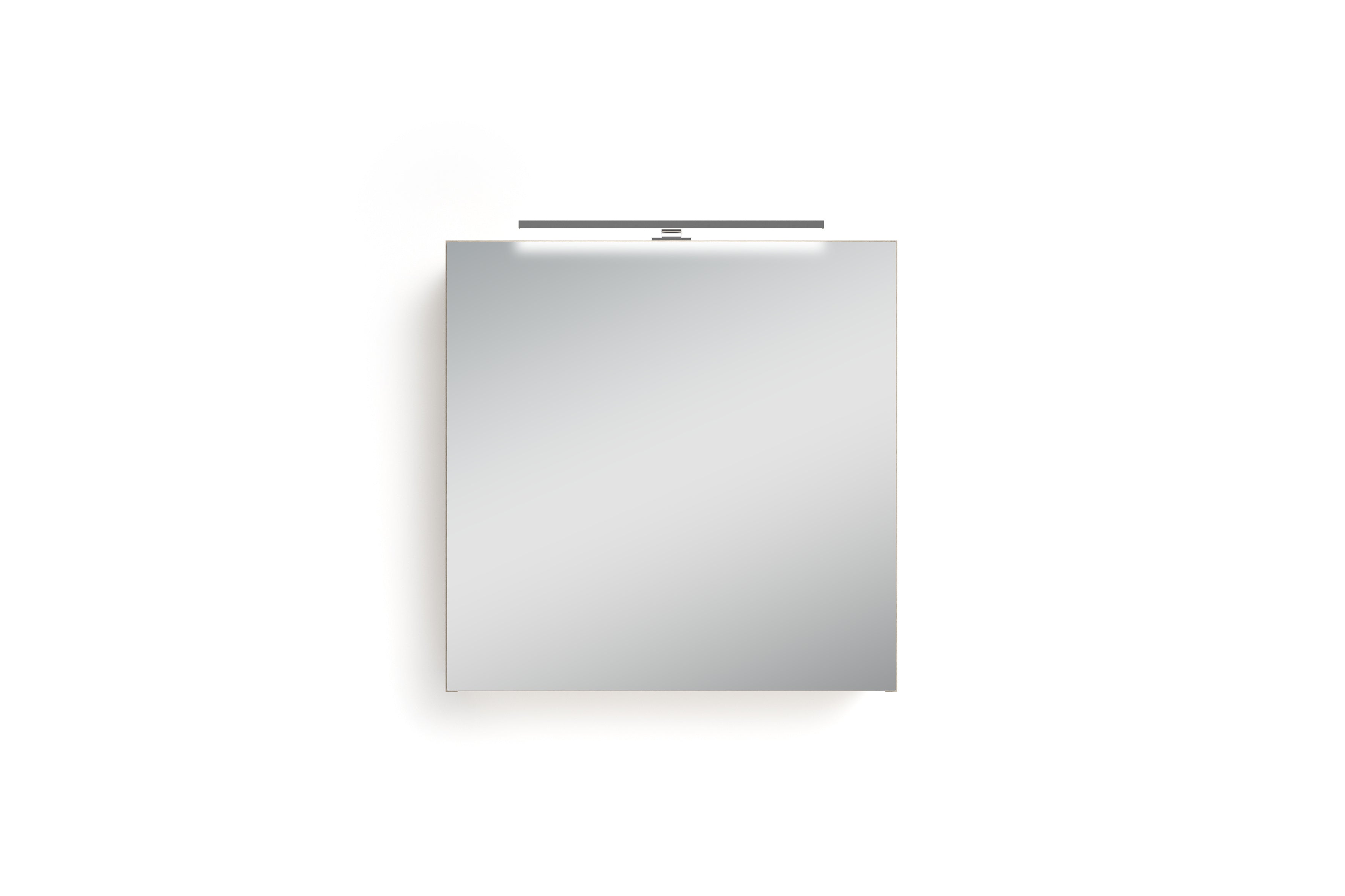 Spiegelschrank SPREE / Korpus matt weiß mit Spiegeltüren / Hängeschrank mit Soft-Close-Funktion / Inklusive LED-Beleuchtung / Badschrank mit Stecker- und Schalterdose / B 60, H 60, T 20 cm