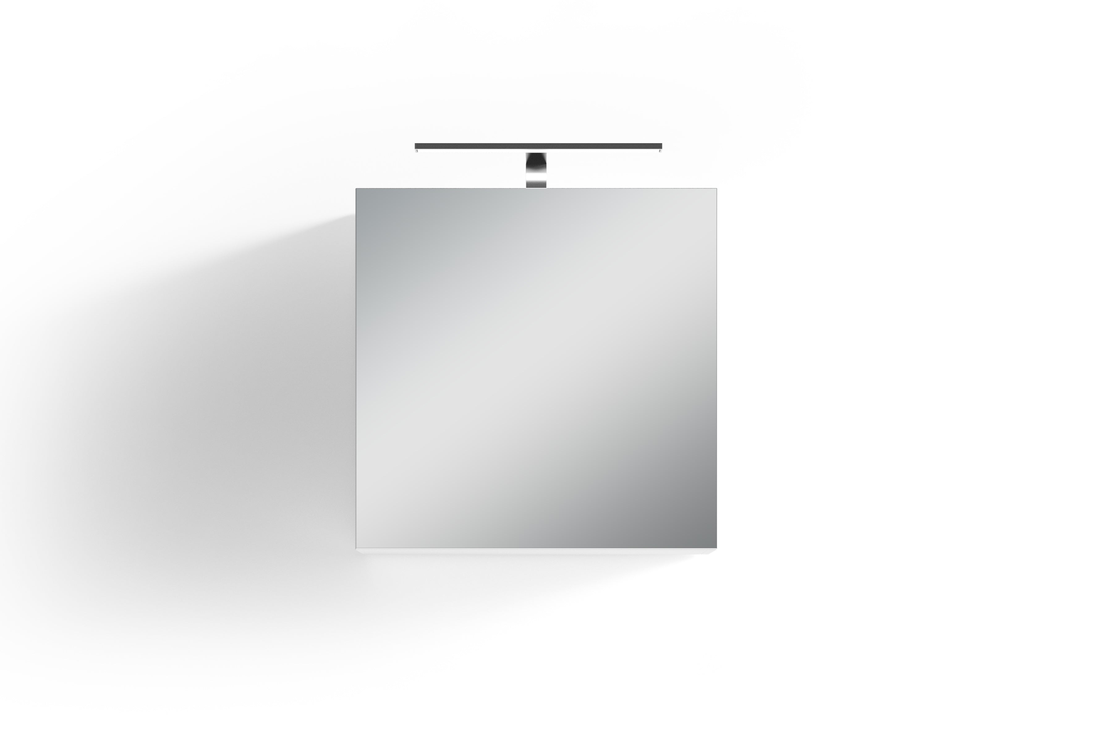 Spiegelschrank SPREE / Korpus matt weiß mit Spiegeltüren / Hängeschrank mit Soft-Close-Funktion / Inklusive LED-Beleuchtung / Badschrank mit Stecker- und Schalterdose / B 60, H 60, T 20 cm