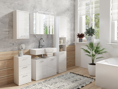 Badezimmer Seitenschrank / in anthrazit, Sonoma Eiche (Eiche-Optik) oder weiß / B 35,5, H 74, T 31,5 cm / mit 2 Schubkästen