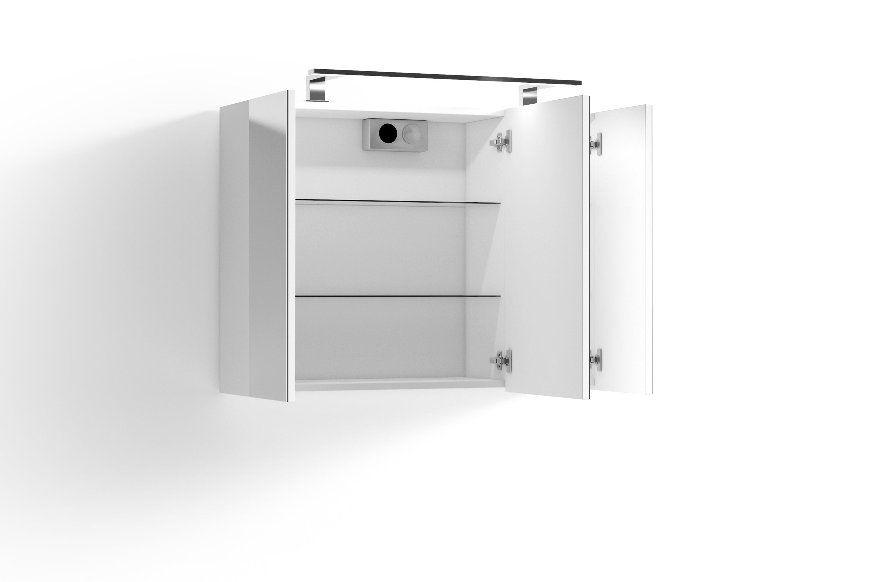 Spiegelschrank SPREE / Korpus matt weiß oder anthrazit mit Spiegeltüren / Hängeschrank mit Soft-Close-Funktion / Inklusive LED-Beleuchtung / Badschrank mit Stecker- und Schalterdose / B 80, H 60, T 20 cm
