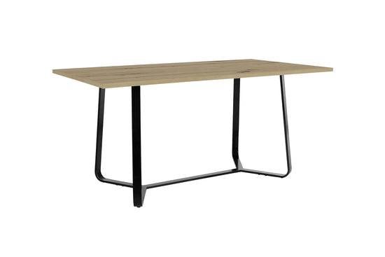 Esstisch Talea / Moderner Küchentisch in Beton-Optik / Gestell Metall schwarz pulverbeschichtet / Großer Esstisch / B 140, H 76, T 90 cm