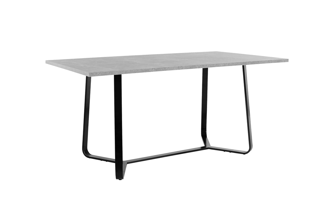 Esstisch Talea / Moderner Küchentisch in Beton-Optik / Gestell Metall schwarz pulverbeschichtet / Großer Esstisch / B 140, H 76, T 90 cm