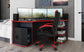 THANATOS Gaming-Schreibtisch, B 198 cm, Anthrazit, Kanten Rot, weiß oder Anthrazit