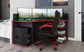 Schreibtisch THANATOS / Gaming-Tisch in anthrazit mit Kanten in rot, weiß oder anthrazit / Eck-Schreibtisch mit viel Stauraum und XXL Tischplatte / Computer-Tisch / PC / Arbeits-Tisch / 198x76x85cm (BxHxT)