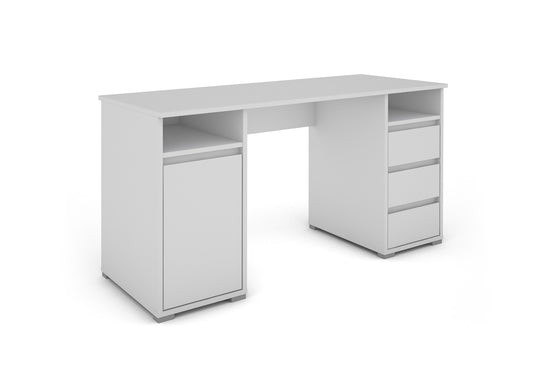 LOBO Schreibtisch, Breite 138 cm, Stauraum, in weiß, Eiche-Optik oder Old-Wood-Optik