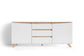 VALENTIN Sideboard / Kommode matt weiß oder anthrazit mit Absetzung in Eiche-Optik / Schrank mit 2 Türen und 3 Schubkästen / Im Scandi-Style / Grifflos / B 180, H 80, T 38 cm