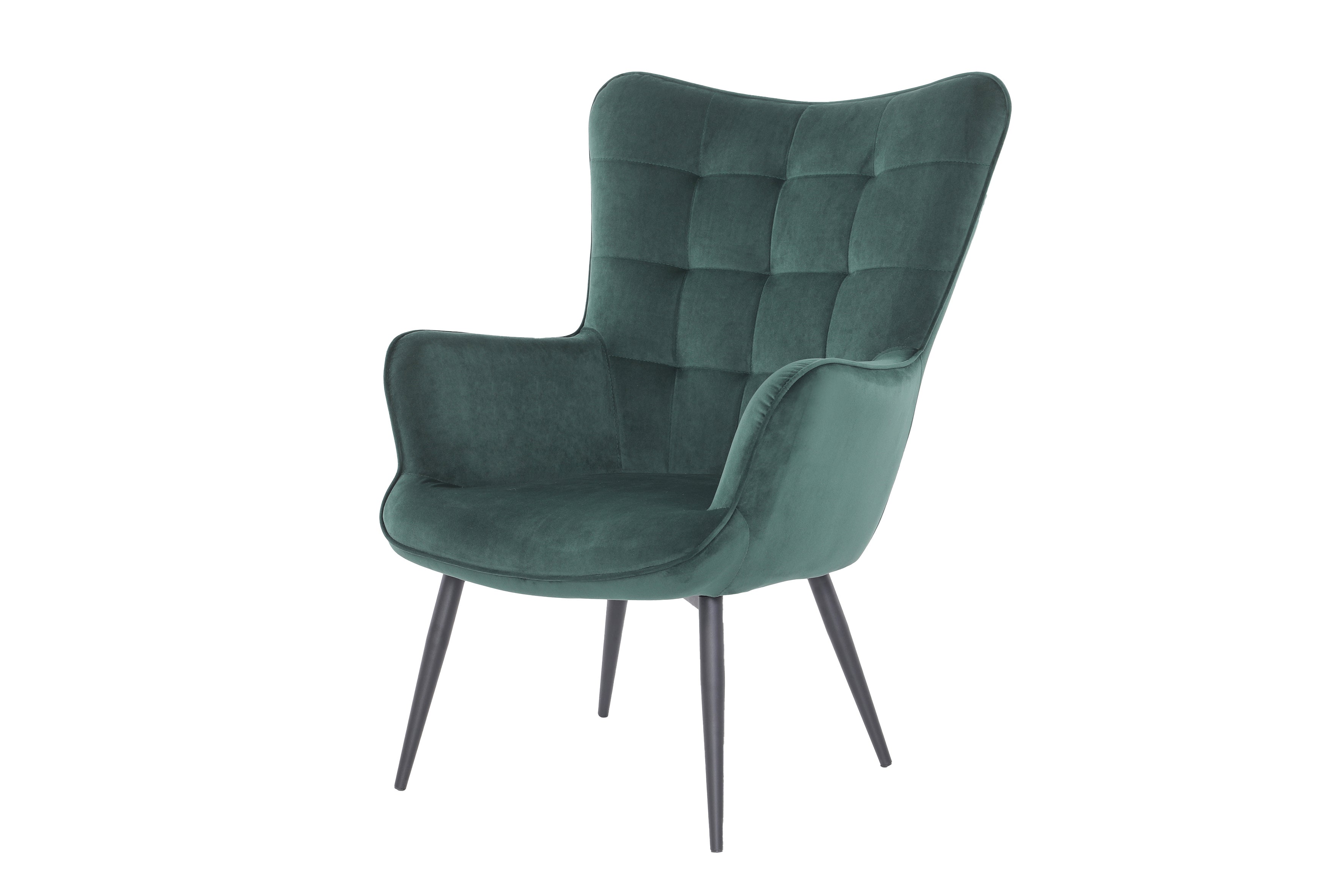 Sessel Uta / Cord grau, Samt schwarz, Webstoff dunkelgrau, Samt dunkelgrün, Webstoff sandfarben / Gestell schwarz pulverbeschichtet / Relaxsessel / Armlehnen-Sessel / B 72, H 97, T 80 cm