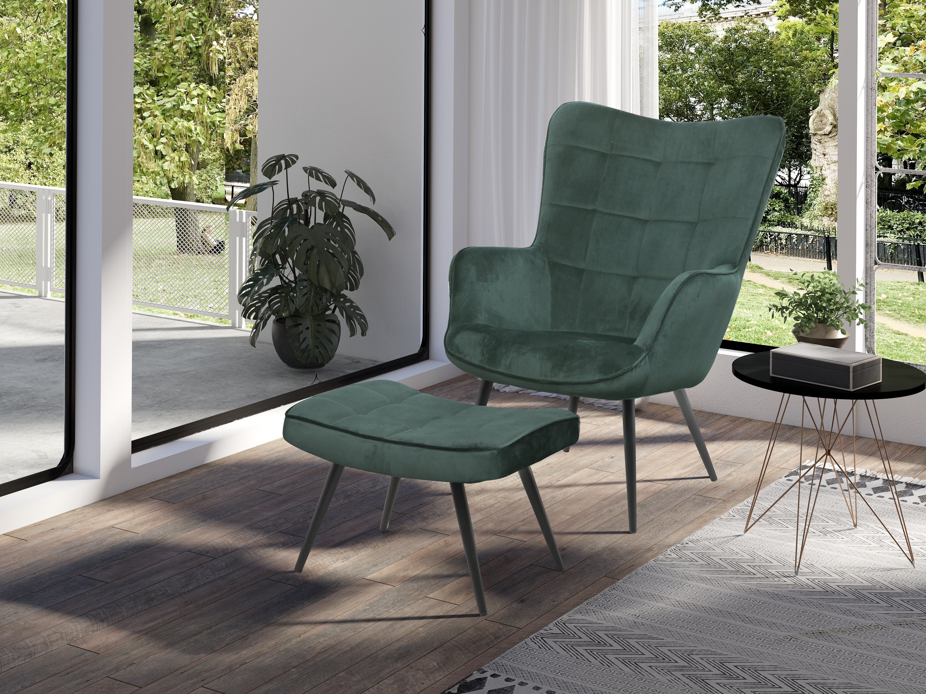 Sessel Uta / Cord grau, Samt schwarz, Webstoff dunkelgrau, Samt dunkelgrün, Webstoff sandfarben / Gestell schwarz pulverbeschichtet / Relaxsessel / Armlehnen-Sessel / B 72, H 97, T 80 cm