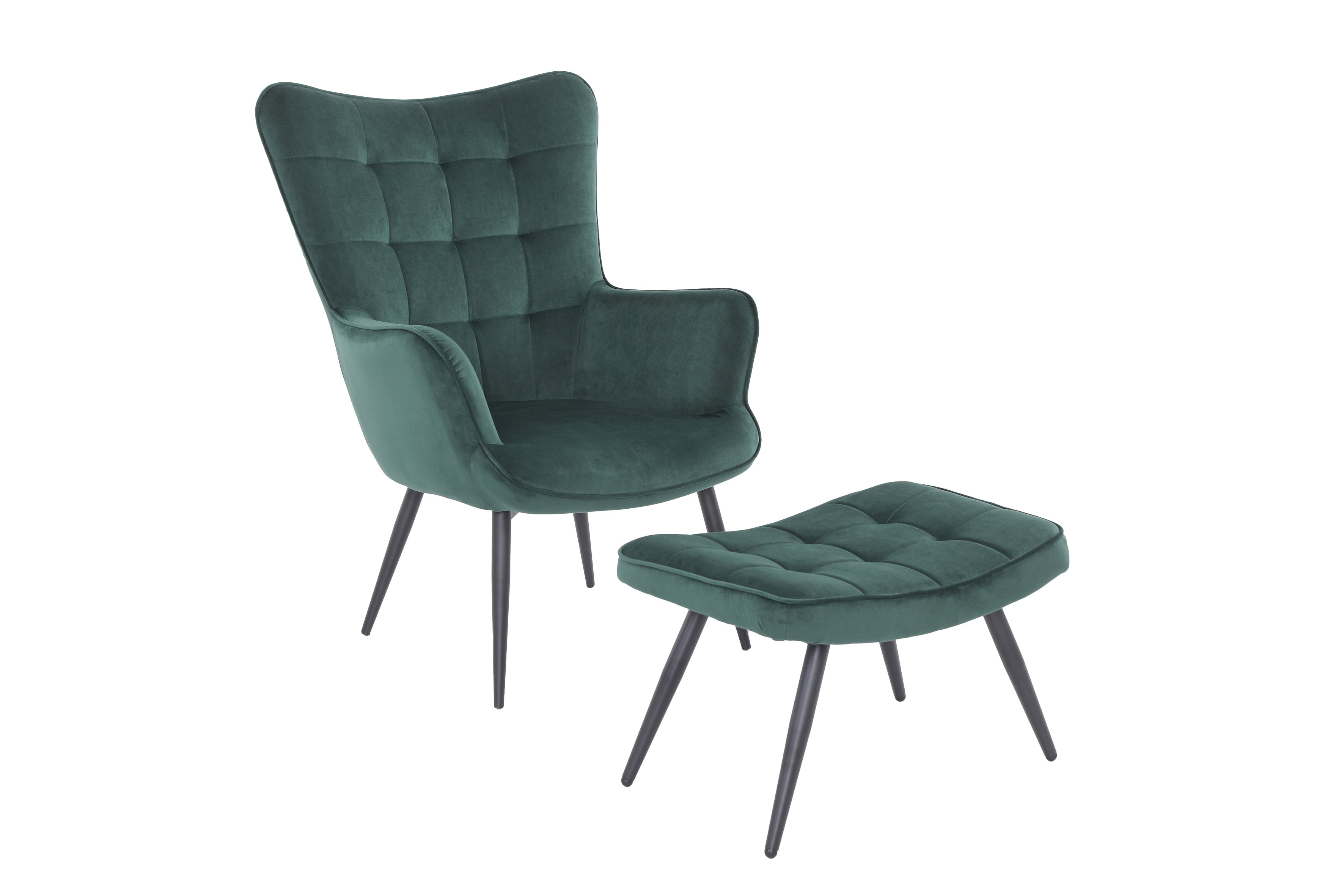 Hocker Uta / Cord grau, Samt schwarz, Webstoff dunkelgrau, Samt dunkelgrün, Webstoff sandfarben / Gestell schwarz pulverbeschichtet / Fuß-Ablage / Sitzhocker / B 60, H 39, T 41 cm
