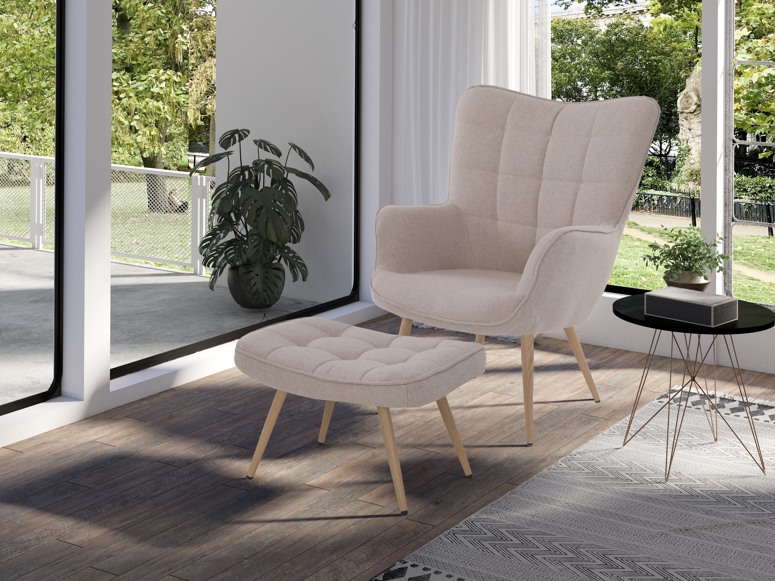 Sessel Uta / Cord grau, Samt schwarz, Webstoff dunkelgrau, Samt dunkelgrün, Webstoff sandfarben / Gestell schwarz pulverbeschichtet / Relaxsessel / Armlehnen-Sessel / B 72, H 97, T 80 cm