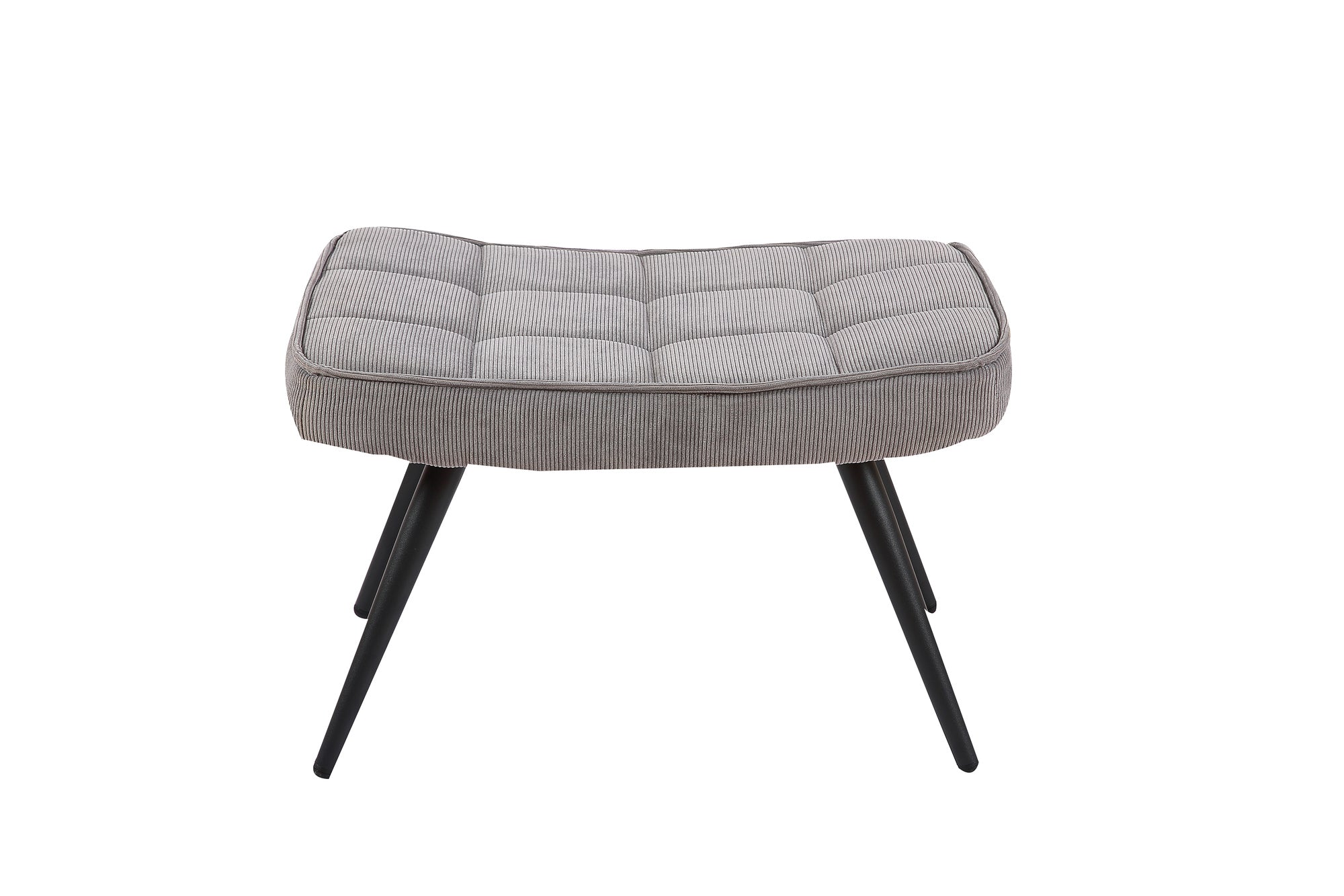 Hocker Uta / Cord grau, Samt schwarz, Webstoff dunkelgrau, Samt dunkelgrün, Webstoff sandfarben / Gestell schwarz pulverbeschichtet / Fuß-Ablage / Sitzhocker / B 60, H 39, T 41 cm