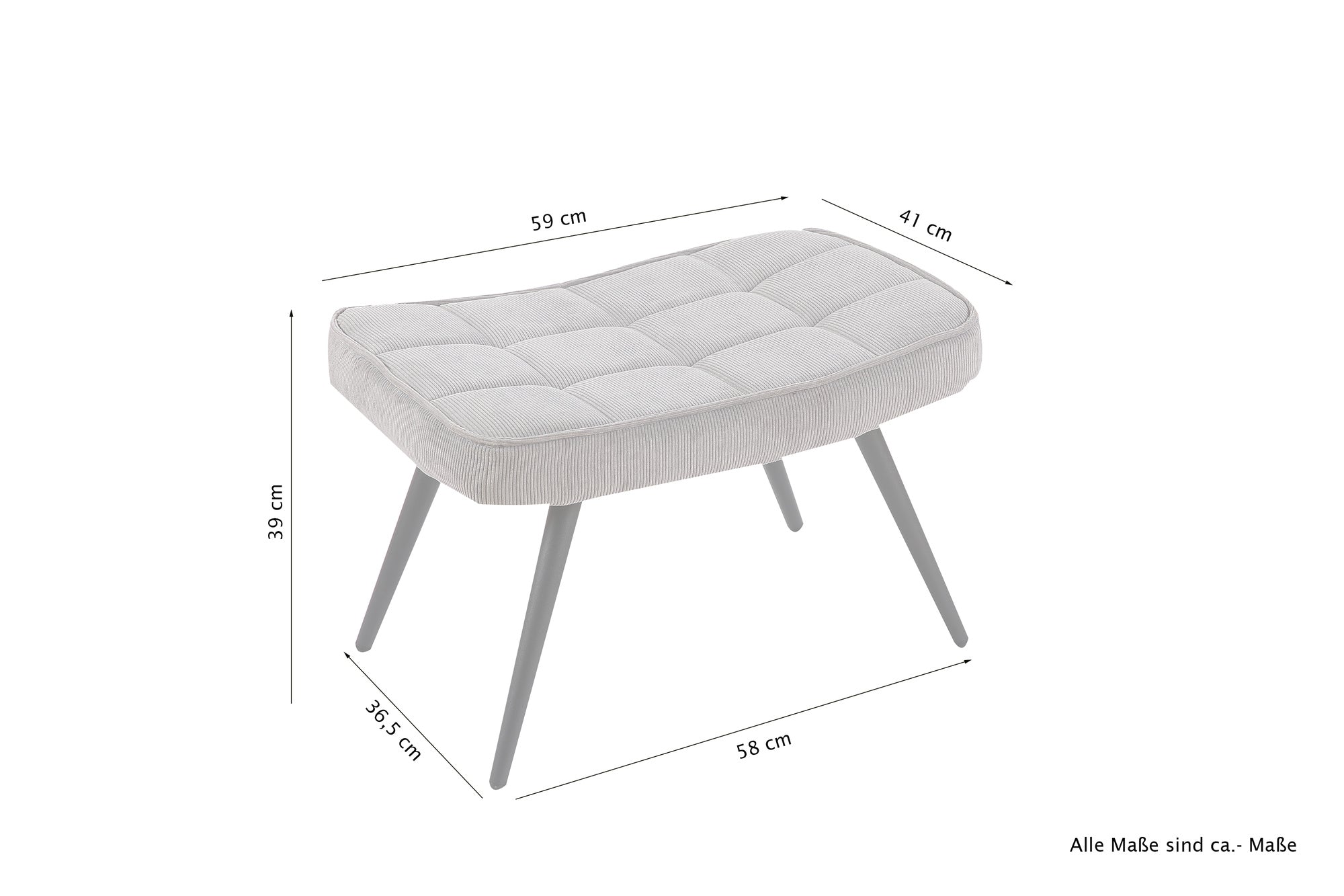 Hocker Uta / Cord grau, Samt schwarz, Webstoff dunkelgrau, Samt dunkelgrün, Webstoff sandfarben / Gestell schwarz pulverbeschichtet / Fuß-Ablage / Sitzhocker / B 60, H 39, T 41 cm
