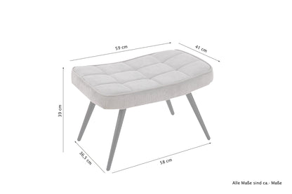 Hocker Uta / Cord grau, Samt schwarz, Webstoff dunkelgrau, Samt dunkelgrün, Webstoff sandfarben / Gestell schwarz pulverbeschichtet / Fuß-Ablage / Sitzhocker / B 60, H 39, T 41 cm