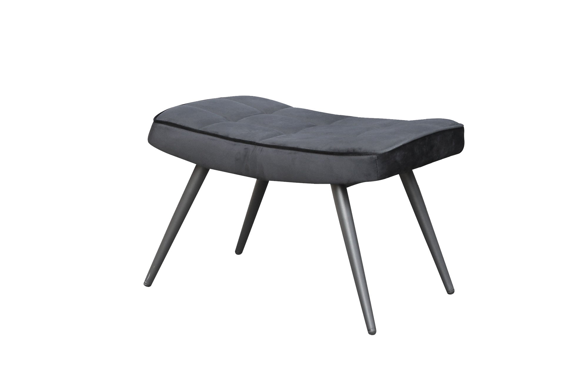 Hocker Uta / Cord grau, Samt schwarz, Webstoff dunkelgrau, Samt dunkelgrün, Webstoff sandfarben / Gestell schwarz pulverbeschichtet / Fuß-Ablage / Sitzhocker / B 60, H 39, T 41 cm