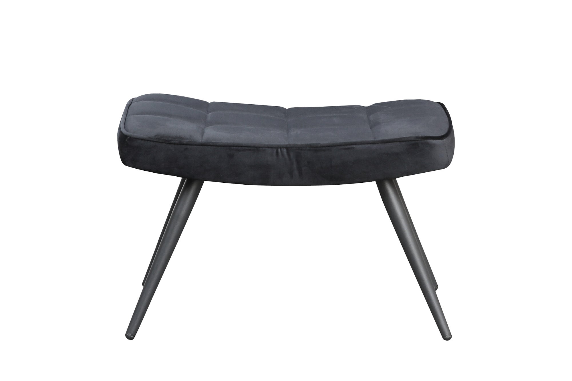 Hocker Uta / Cord grau, Samt schwarz, Webstoff dunkelgrau, Samt dunkelgrün, Webstoff sandfarben / Gestell schwarz pulverbeschichtet / Fuß-Ablage / Sitzhocker / B 60, H 39, T 41 cm