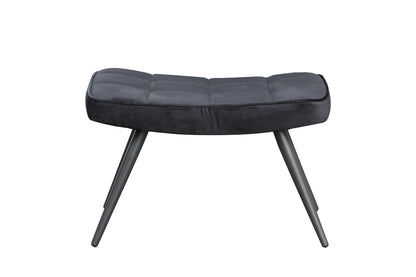 Hocker Uta / Cord grau, Samt schwarz, Webstoff dunkelgrau, Samt dunkelgrün, Webstoff sandfarben / Gestell schwarz pulverbeschichtet / Fuß-Ablage / Sitzhocker / B 60, H 39, T 41 cm