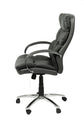 Chefsessel Paul-XXL/ bis 150 kg belastbar /Federkern-Sitz /Gestell Metall verchromt /Armlehnen gepolstert/Bezug Kunstleder dunkelgrau /Absatz schwarz /B 64, H 108-118, T 72 cm