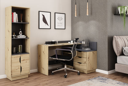 Winkelschreibtisch BELFAST / Rechts oder Links montierbar / 3 Schubkästen / Anthrazit, Weiß-Anthrazit, Artisan Eiche (Eiche-Optik) oder Old Wood (Altholz-Optik) /Bürotisch / Eckschreibtisch / Schreibtisch / B 129, H 83,5, T 105 cm
