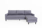 Ecksofa ATLANTA / Cord grau / Beine schwarz aus Massivholz / Longchair wahlweise rechts oder links montierbar / 218 x 144, H 78,5 cm