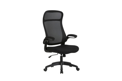 Chefsessel FLOW / Kunststoff schwarz / Netzstoff schwarz, ziegelrot oder grau / Wippmechanik / Sicherheitsklemmschutz / Höhenverstellung / gebremste Sicherheitsdoppelrollen / B 62, H 114-122, T 61 cm