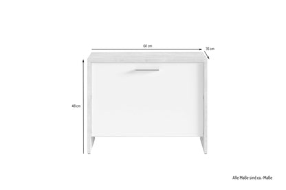 Sitzbank BEN / Schuhschrank in Artisan Eiche (Eiche-Optik), Old Wood (Altholz-Optik) oder weiß / kleine Flur-Kommode mit Klappe und Einlegeboden / B 60, H 48, T 35 cm