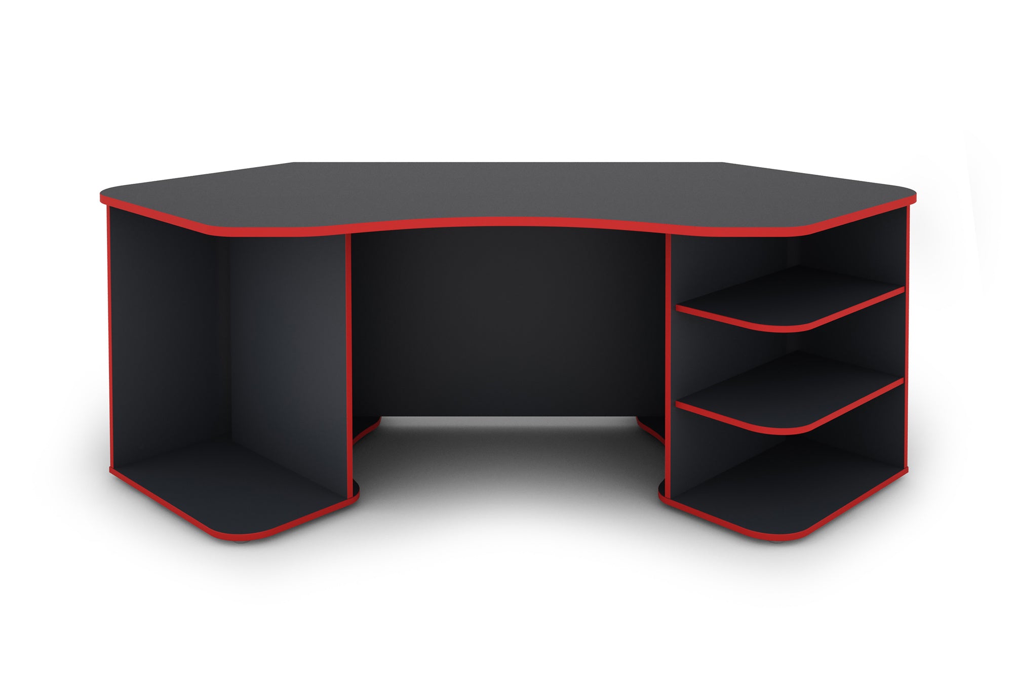 Schreibtisch THANATOS / Gaming-Tisch in anthrazit mit Kanten in rot, weiß oder anthrazit / Eck-Schreibtisch mit viel Stauraum und XXL Tischplatte / Computer-Tisch / PC / Arbeits-Tisch / 198x76x85cm (BxHxT)
