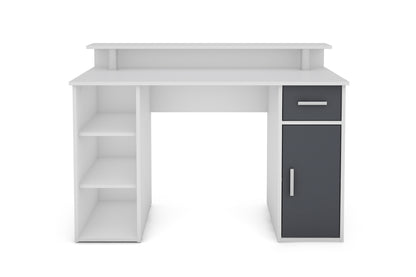 Schreibtisch DIEGO / Arbeits-Tisch mit viel Stauraum in Sonoma Eiche (Eiche-Optik), weiß, Old Wood (Altholz-Optik) / Computer-Tisch / 1 Schublade, 1 Tür, 3 offene Fächer / 120x88x55cm (BxHxT)