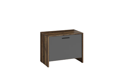 Sitzbank BEN / Schuhschrank in Artisan Eiche (Eiche-Optik), Old Wood (Altholz-Optik) oder weiß / kleine Flur-Kommode mit Klappe und Einlegeboden / B 60, H 48, T 35 cm