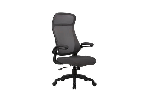 Chefsessel FLOW / Kunststoff schwarz / Netzstoff schwarz, ziegelrot oder grau / Wippmechanik / Sicherheitsklemmschutz / Höhenverstellung / gebremste Sicherheitsdoppelrollen / B 62, H 114-122, T 61 cm