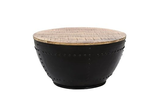 Couchtisch BOWL / Manogholz natur, Metall schwarz / D 70, H 38 cm