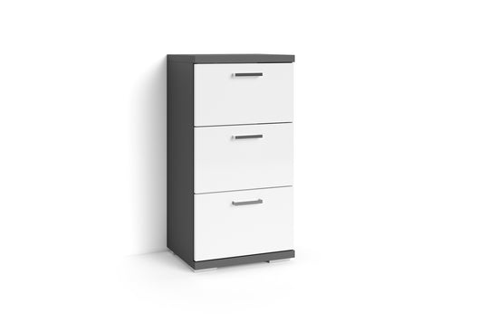 Badezimmer Seitenschrank / in anthrazit, Sonoma Eiche (Eiche-Optik) oder weiß / B 35,5, H 74, T 31,5 cm / mit 2 Schubkästen