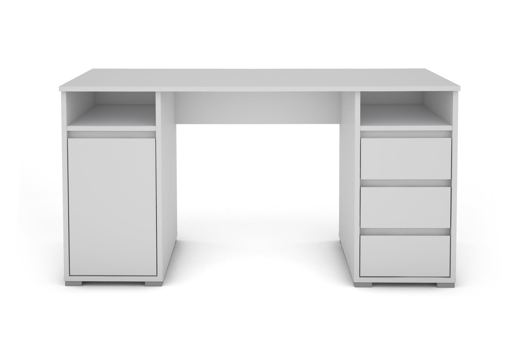 Schreibtisch LOBO / Arbeits-Tisch in weiß, Artisan Eiche (Eiche-Optik) oder Old Wood (Altholz-Optik) / Computer-Tisch mit 3 Schubladen, 1 Tür und 2 offenen Fächern / Große Arbeits-Fläche 138 x 55cm / Bürotisch / 138x75x55 cm (BxHxT)