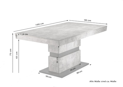 Esszimmertisch MATTHEW / Küchen-Tisch 160 cm mit Auszugsfunktion auf 215 cm / Auszugstisch Artisan Eiche, Light Atelier oder Old Wood / Esstisch ausziehbar mit Einlegeplatte / 160-215 x 90, H 75 cm