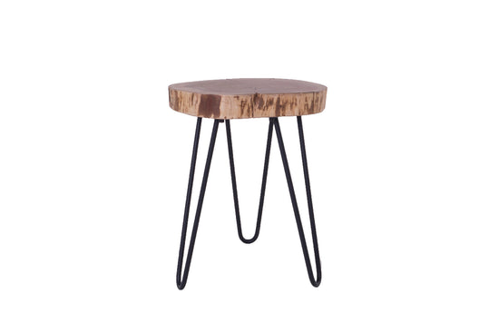 Beistelltisch NASTI / Akazie natur, Metall schwarz / D 38, H 40 cm / mit Baumkante