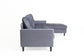Ecksofa ATLANTA / Samt dunkelgrau / Beine schwarz aus Massivholz / Longchair wahlweise rechts oder links montierbar / 218 x 144, H 78,5 cm